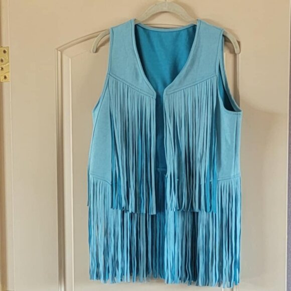 Chic Western/Boho Blue Vest - Picture 2 of 4